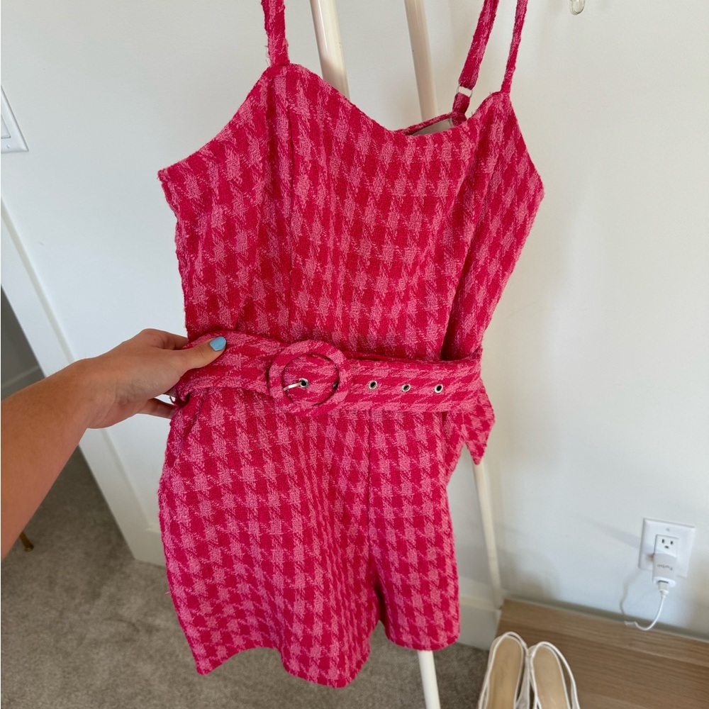 Pink Tweed Romper